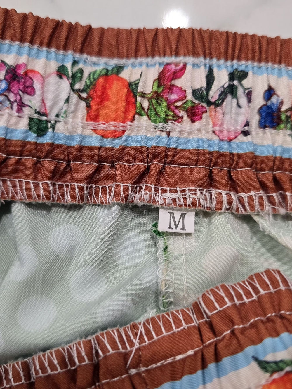 Vibrant Fruit Print Wide Leg Pants Women Size M Polka Dot Mixed Pattern Colorful - Picture 5 of 10